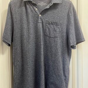 Vineyard Vines Men's Heather Navy Short-Sleeve Pocket Polo